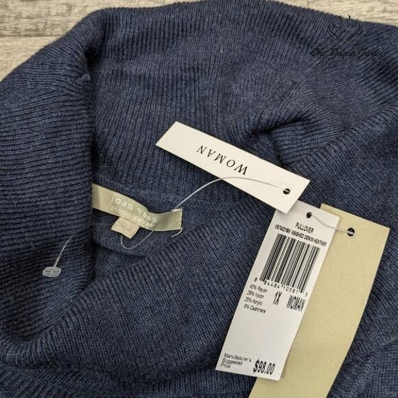 Joan Vass Turtle Neck Long Sleeve Asymetrical Sweater Size 1X - Picture 2 of 5